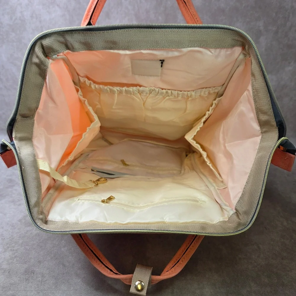 Taylor'd Baby Diaper Bag Backpack Coral Peach Insulated Bottle Pockets Canvas